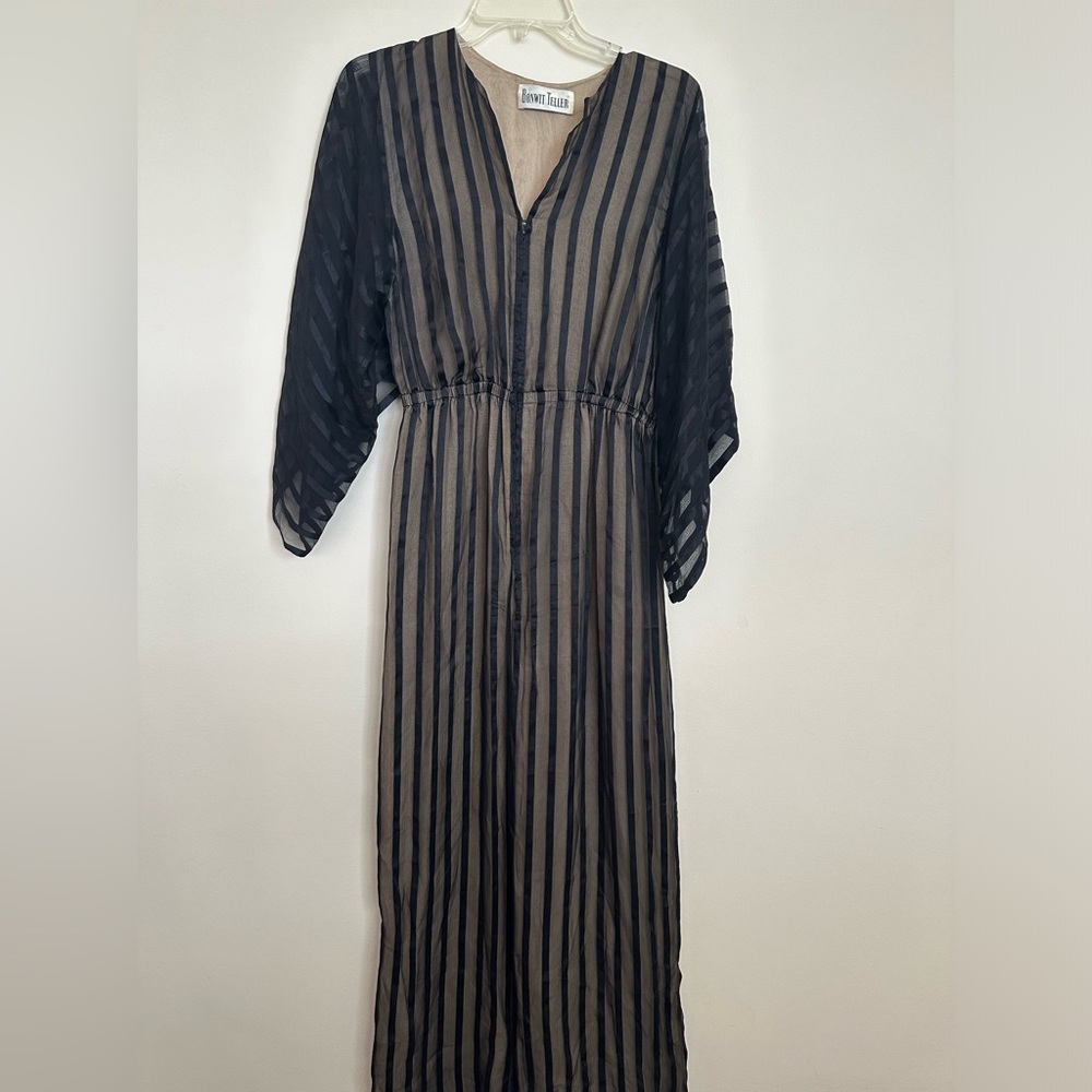 Woman's size medium bonwit teller black chiffon maxi jumpsuit